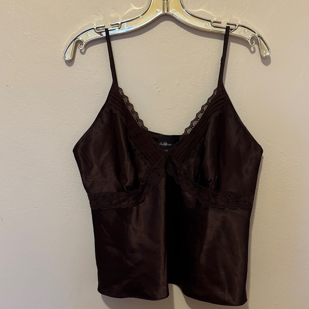 Secret Treasures Brown Lace Trim Cami Top